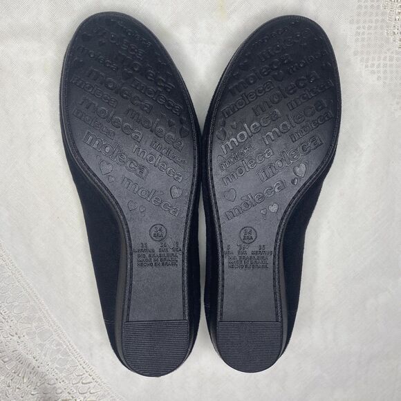 EU MOLECA VINTAGE Ballet Flats Velvety Finish Made in Brazil Womens 5 Black Gold - Picture 7 of 7